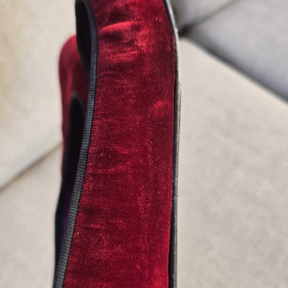Giuseppe Zanotti Red Velvet Ballet Flats - Picture 8 of 16